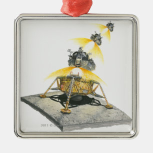 Apollo 11 Eagle-module die uit de maan gaat Metalen Ornament