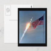 Apollo 11 lancering, met vlag, NASA Briefkaart (Voorkant / Achterkant)