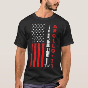 Apollo 11 Saturn V Rocket USA Vlag T-shirt