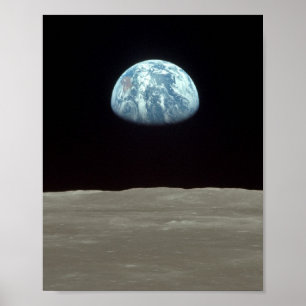 Apollo 11 Uitzicht Aarde Rising boven de maan Poster