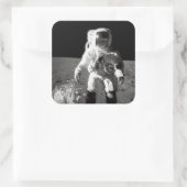 Apollo 12 Moonwalk Vierkante Sticker (Tas)