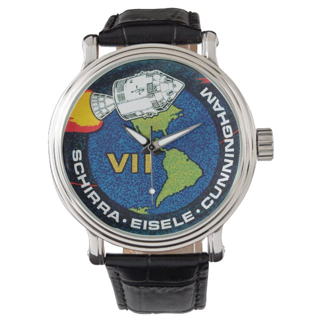 Apollo 7 NASA Mission Patch Logo Horloge (Voorkant)