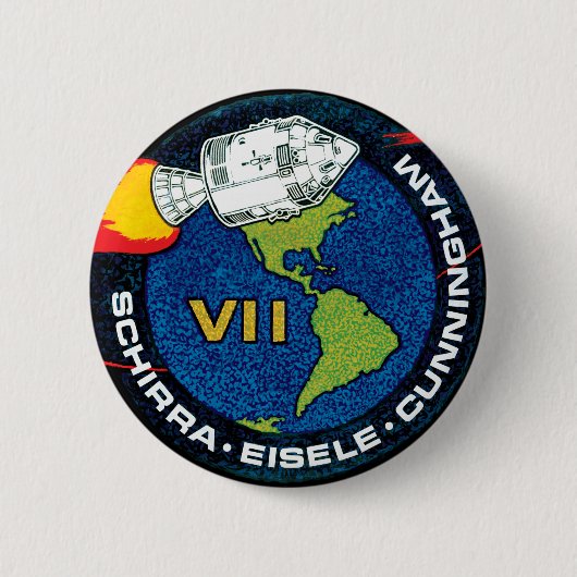 Apollo 7 NASA Mission Patch Logo Ronde Button 5,7 Cm (Voorkant)