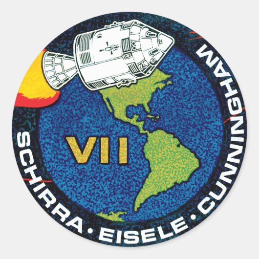 Apollo 7 NASA Mission Patch Logo Ronde Sticker (Voorkant)