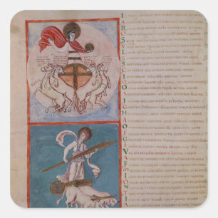 Apollo als zon en Diana als maan Vierkante Sticker