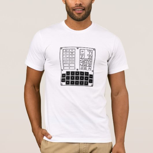 Apollo DSKY Guidance Computer t-shirt gemaakt in V (Voorkant)