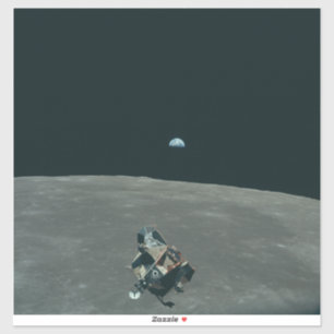 Apollo Maanlander en Aarde boven de maan Sticker