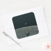 Apollo Maanlander en Aarde boven de maan Vierkante Sticker (Envelop)