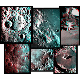 Apollo Moon Surface Anaglyph Magnet/Sculpture Fotobeeldje Magneet