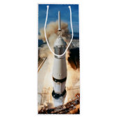 Apollo Saturn V raket lancering naar maan 1969 Wijn Cadeautas (Achterkant)