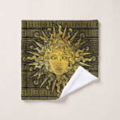 Apollo Sun-symbool op Grieks sleutelpatroon Bad Handdoek (Wasdoekje)