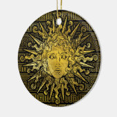 Apollo Sun-symbool op Grieks sleutelpatroon Keramisch Ornament (Links)
