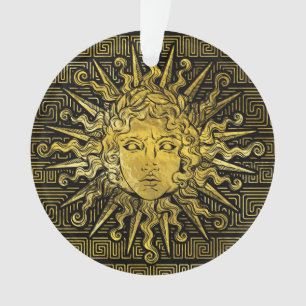 Apollo Sun-symbool op Grieks sleutelpatroon Ornament