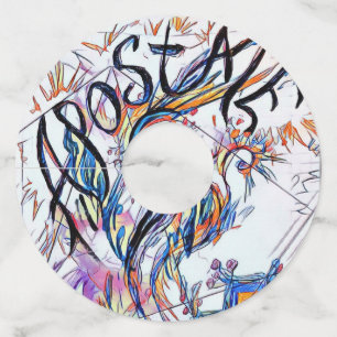 Apostate Colorful Abstract Doodle Drawing Wijnglaslabel