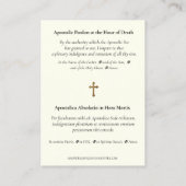 Apostolic Blessing Catholic Prayer Latin Visitekaartje (Achterkant)