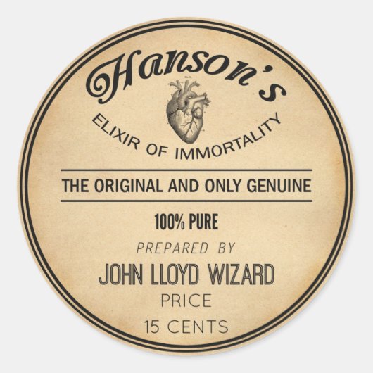 Apothecair  Halloween Decor Elixir Hart Ronde Sticker (Voorkant)