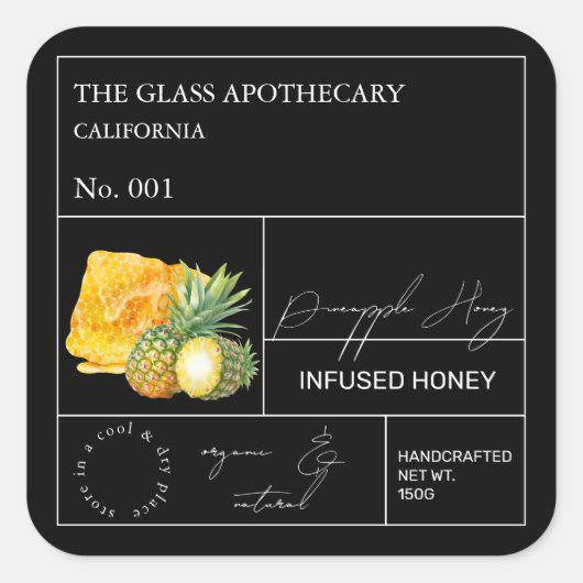 Apothécaire ananas Étiquette de miel infusé (Devant)