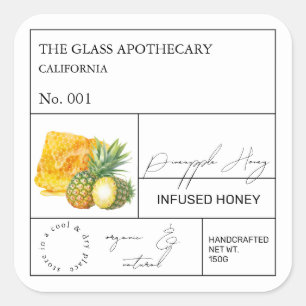 Apothécaire ananas Étiquette de miel infusé