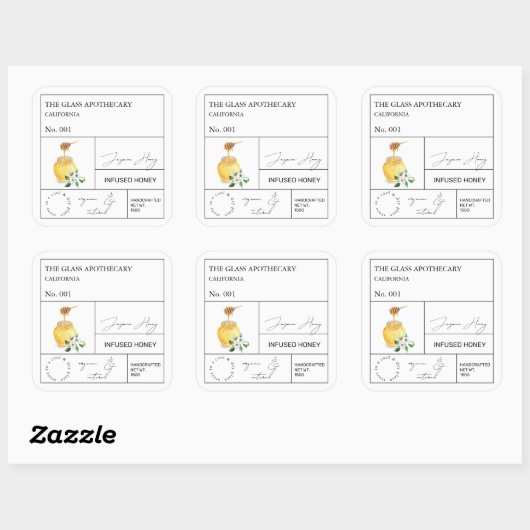 Apothécaire Jasmine Étiquette de miel infusé (Feuille)