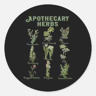 Apothecaire Kruiden Botanische Planten Cottagecore Ronde Sticker