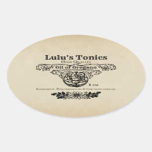 Apothecaire stijllabels ovale sticker