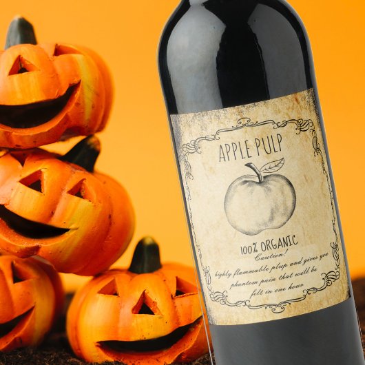 Apothecaris halloween  appelpulp wijn etiket