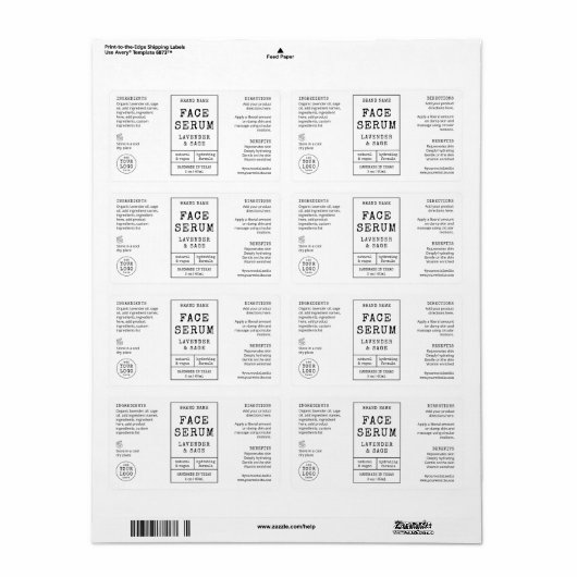 Apothecary 2 OZ druppelflesetiket Etiket (Full Sheet)