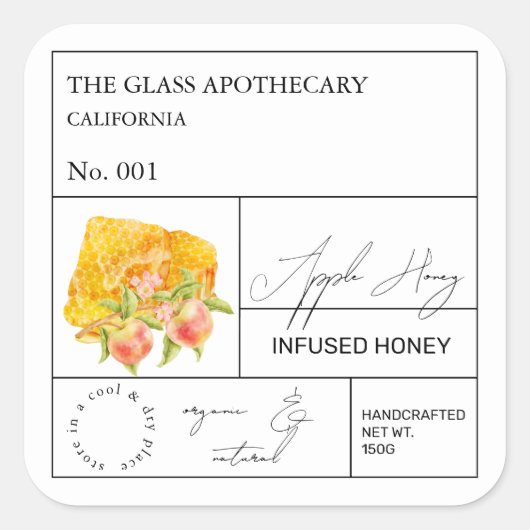 Apothecary Apple Étiquette de miel infusé (Devant)
