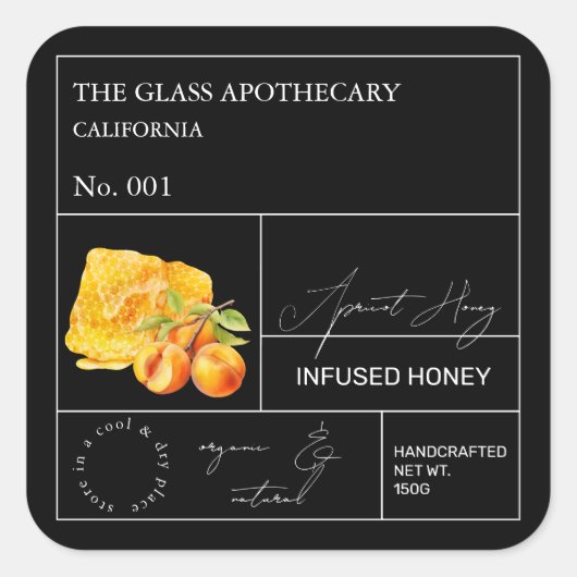 Apothecary Apricot Infused Honey Label (Voorkant)
