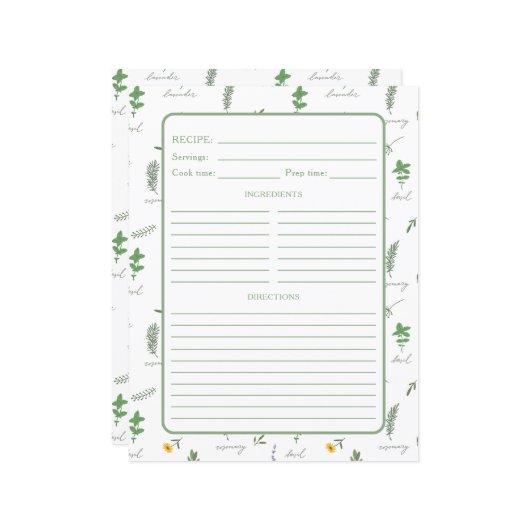 Apothecary Botanical Recipe Binder Page (Devant/Arrière en situation)