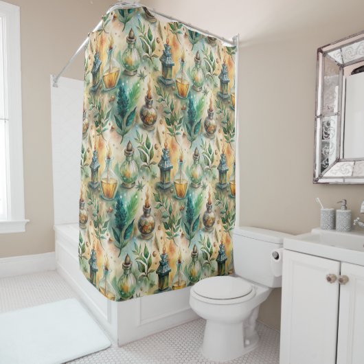  Apothecary Bottles Patroon (4) Douchegordijn (In situ)