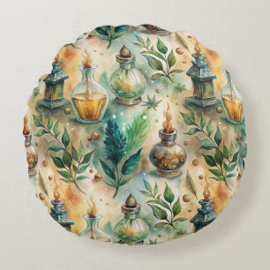 Apothecary Bottles Patroon (4) Rond Kussen