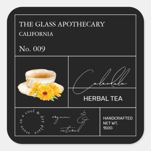 Apothecary Calendula Herbal Tea Étiquette (Devant)