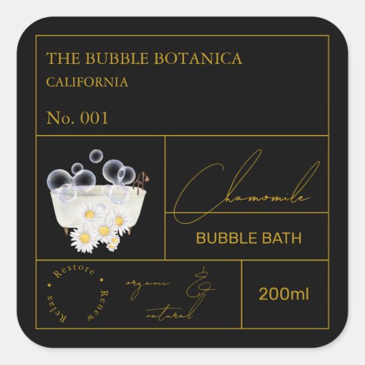 Apothecary Chamomile Bubble Bath Label (Voorkant)