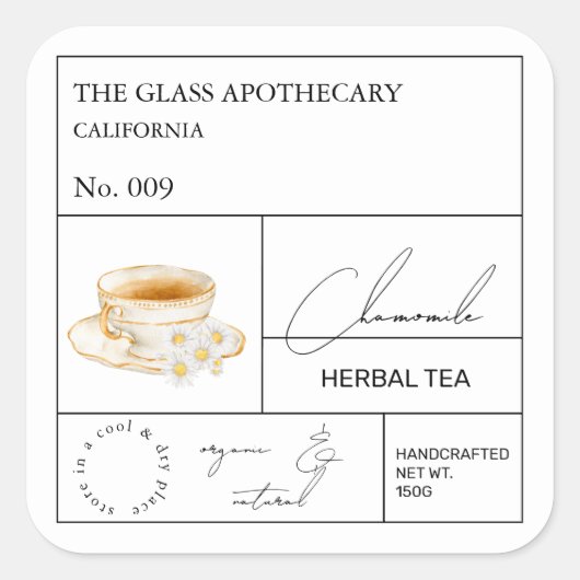 Apothecary Chamomile Herbal Tea Label (Voorkant)