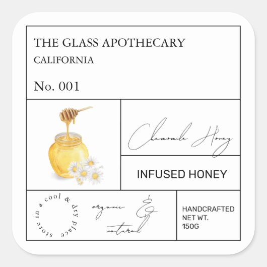 Apothecary Chamomile Infused Honey Label (Voorkant)