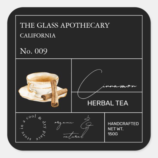 Apothecary Cinnamon Herbal Tea Label (Voorkant)