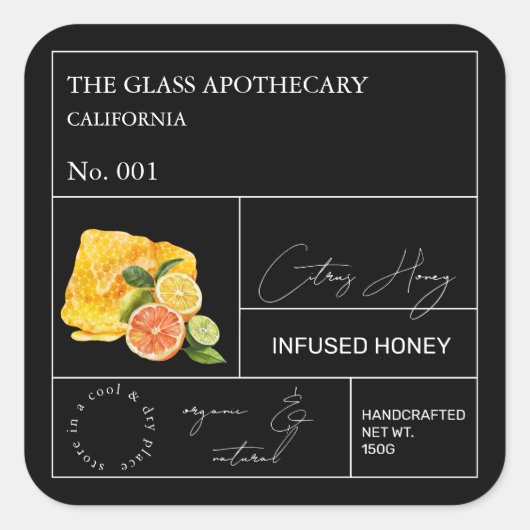 Apothecary Citrus Infused Honey Label (Voorkant)