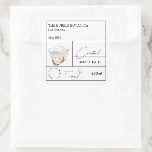 Apothecary Coconut Bubble Bath Label (Tas)