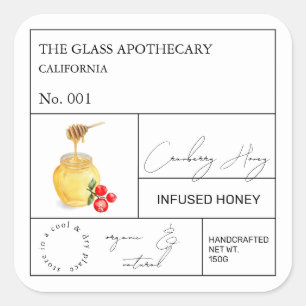 Apothecary Cranberry Infused Honey Étiquette