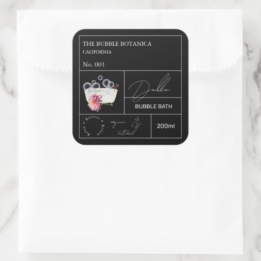 Apothecary Dahlia Bubble Bath Label (Tas)