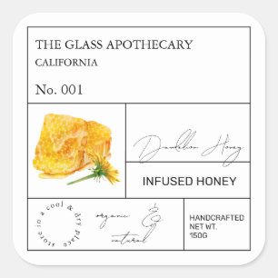 Apothecary Dandelion Étiquette de miel infusé