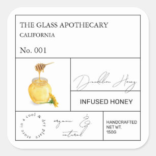 Apothecary Dandelion Étiquette de miel infusé