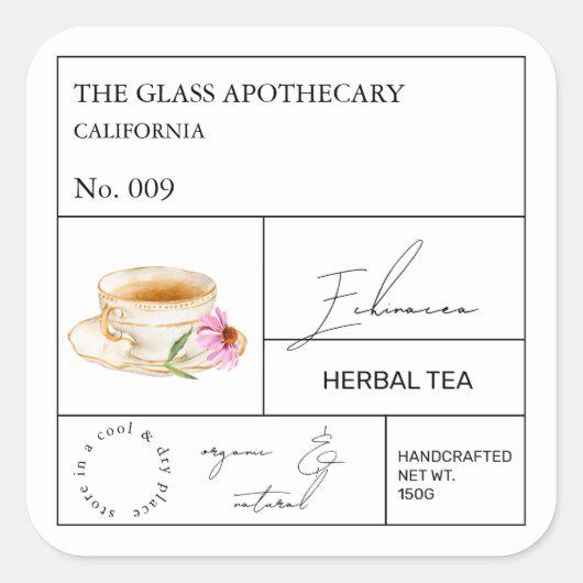Apothecary Echinacea Herbal Tea Étiquette (Devant)