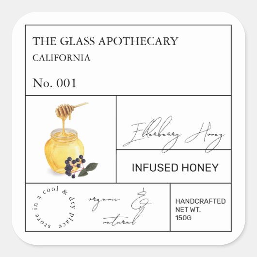 Apothecary Elderberry Infused Honey Label (Voorkant)