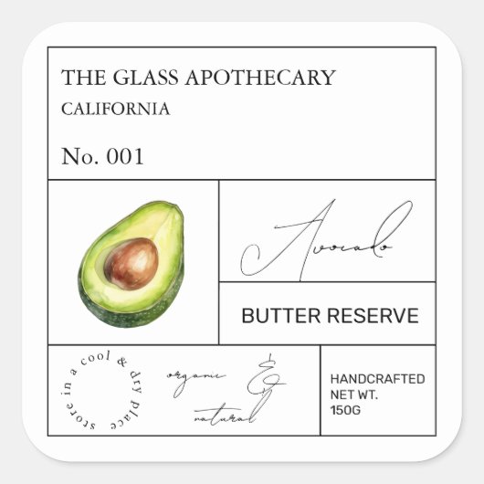 Apothecary Étiquette Avocado (Devant)