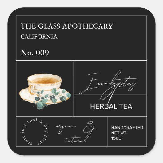 Apothecary Eucalyptus Herbal Tea  Label (Voorkant)