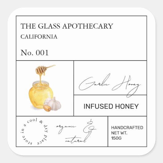 Apothecary Garlic Infused Honey Label (Voorkant)