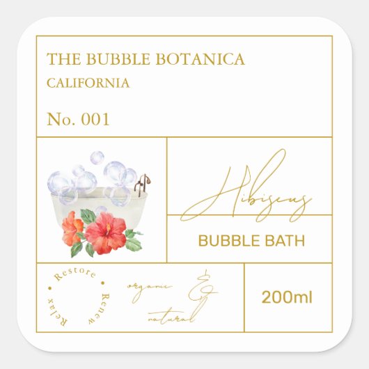 Apothecary Hibiscus Bubble Bath Label (Voorkant)
