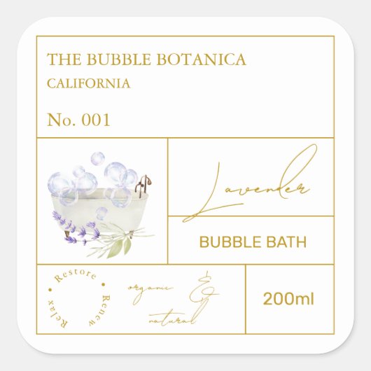 Apothecary Lavender Bubble Bath Label (Voorkant)